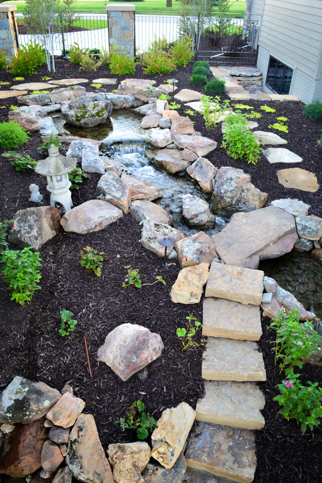 Lakeside Entertainment Water Feature and Flagstone Path Rustic