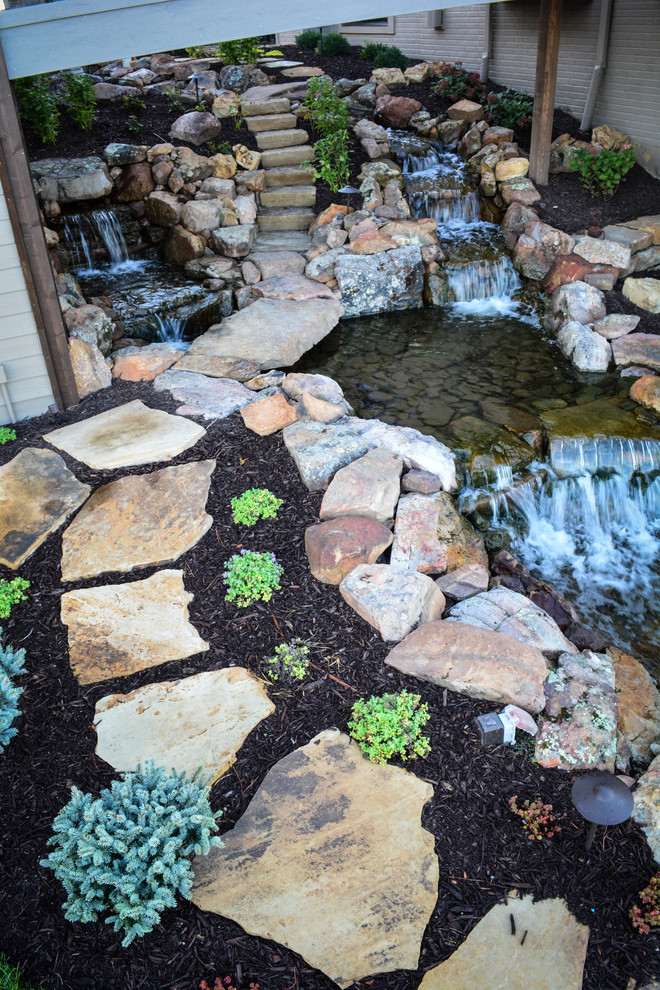 Lakeside Entertainment Water Feature and Flagstone Path Rustic