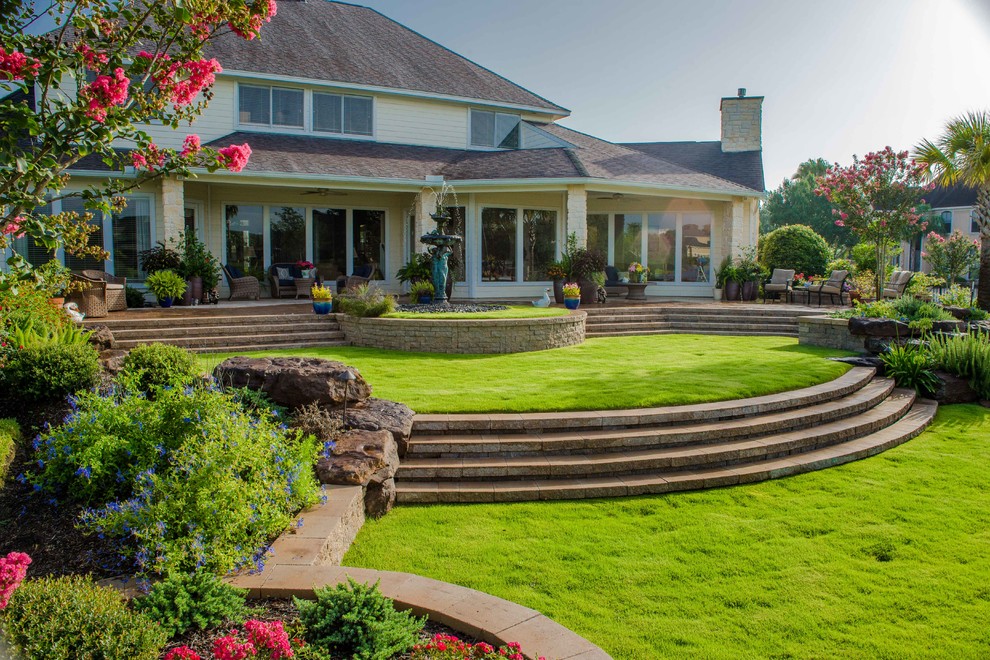 Lakeside Terraced Backyard Traditional Landscape Houston by