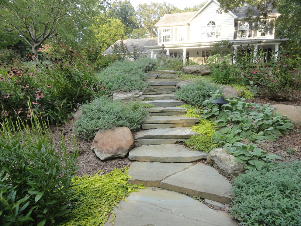 Design ideas for a classic back garden steps in DC Metro.