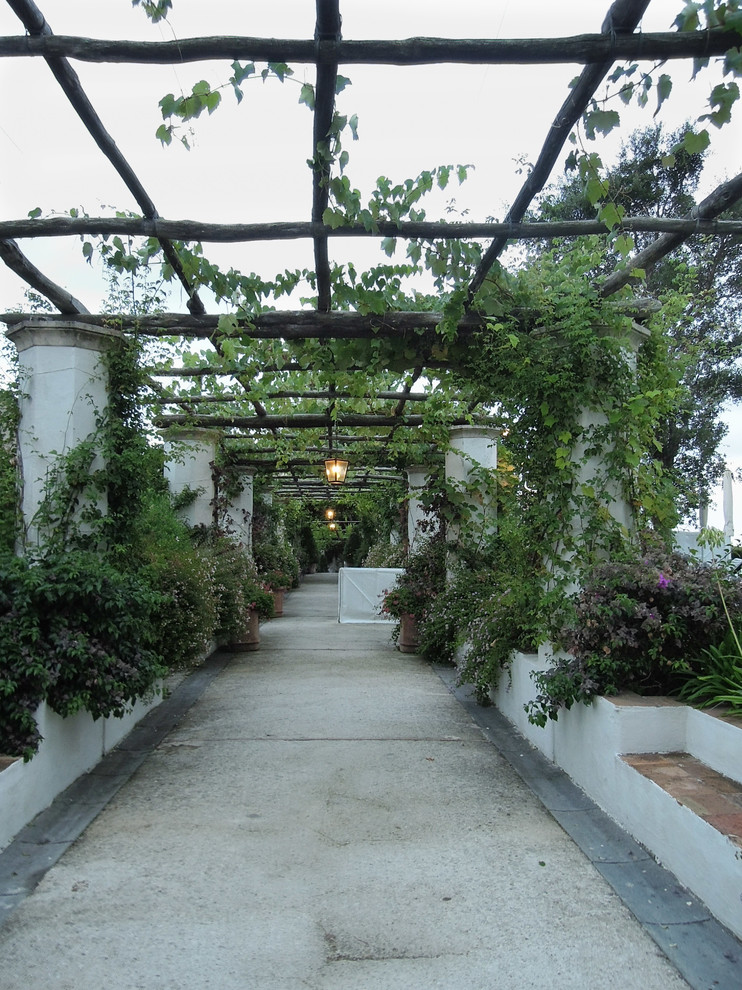 Идея дизайна: участок и сад в средиземноморском стиле с садовой дорожкой или калиткой и полуденной тенью