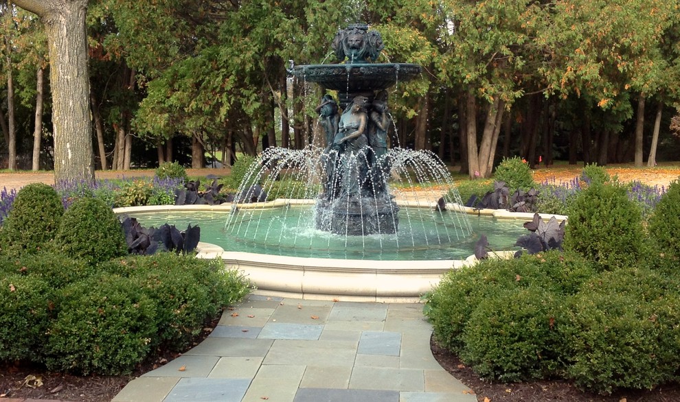Large Estate Fountains Mediterranean Landscape Minneapolis by