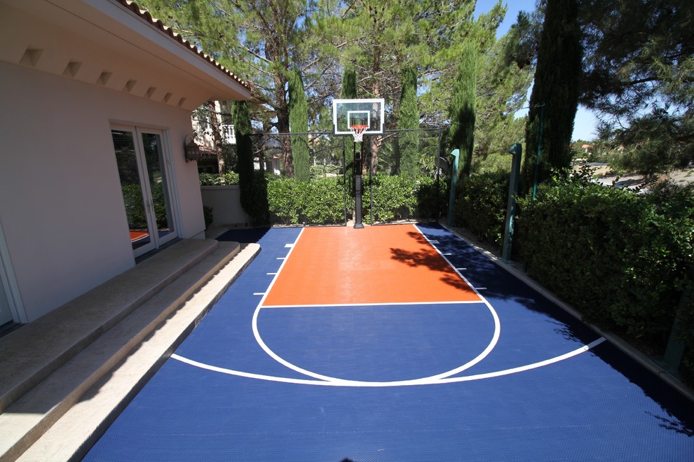 Design ideas for a small contemporary back garden in Las Vegas with an outdoor sport court.