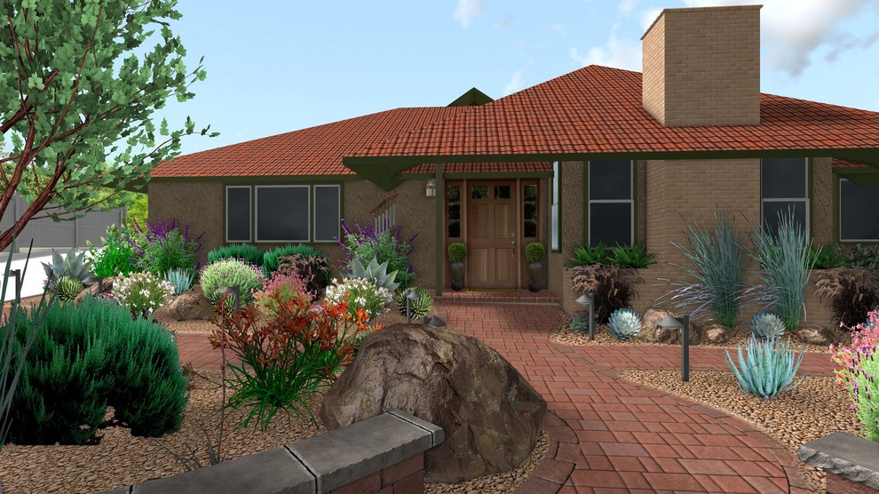 Idee per un giardino minimal davanti casa con un ingresso o sentiero e pavimentazioni in cemento