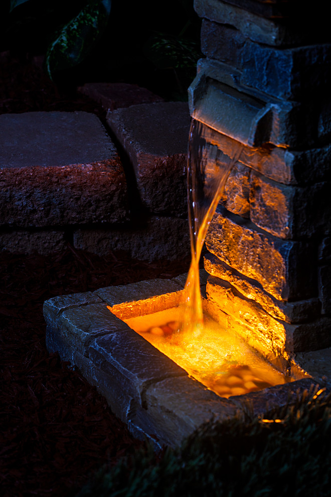 LED Garden Water Fountain Accent Lighting Contemporary Landscape