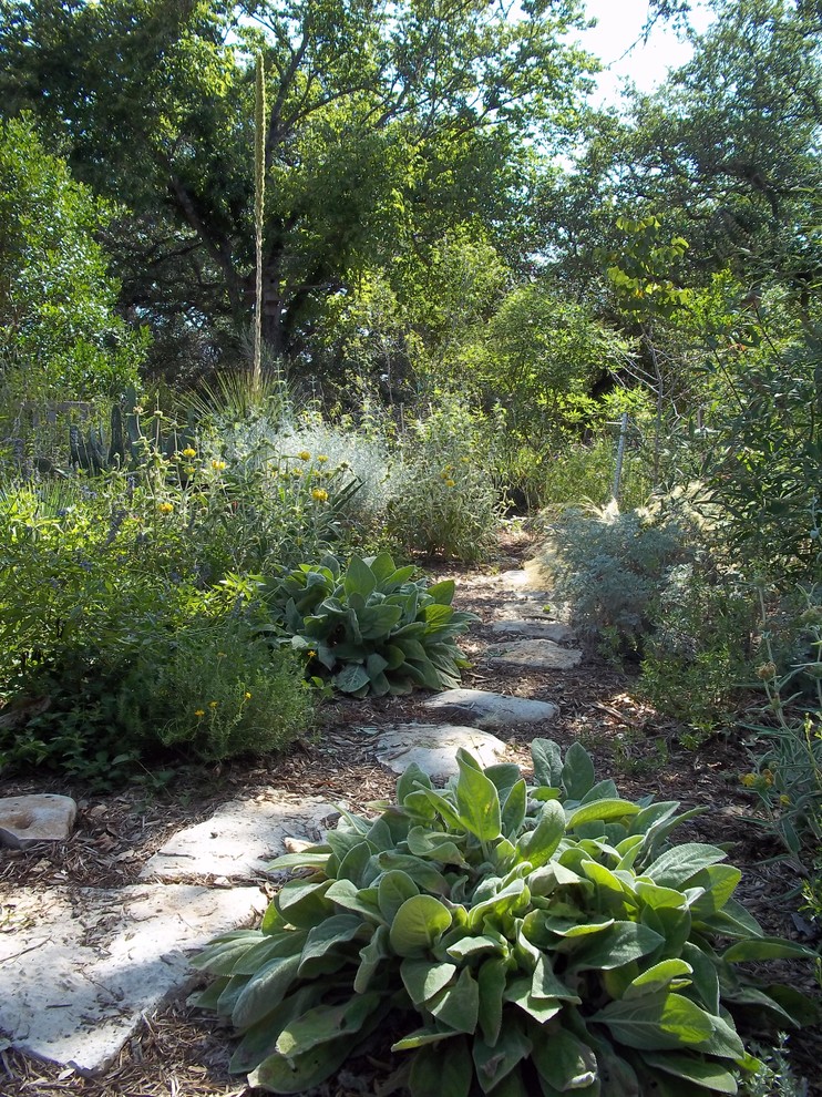 Rustikaler Gartenweg mit Natursteinplatten in Austin