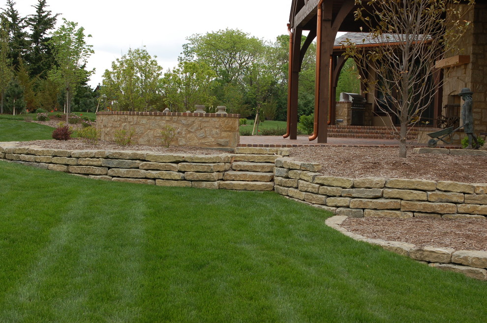 Limestone Retaining Walls With Steps Traditional Landscape Other