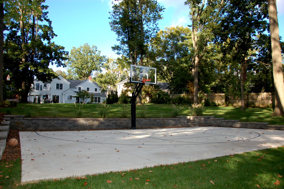 Photo of a large traditional partial sun backyard outdoor sport court in Philadelphia.