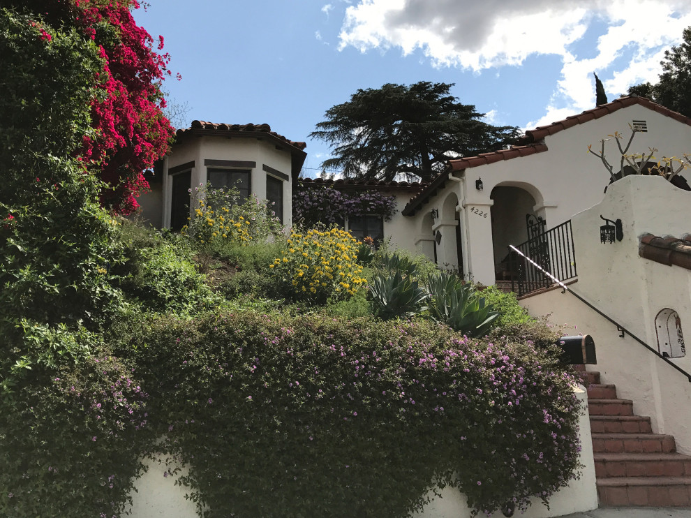 Inspiration for a mediterranean front xeriscape full sun garden in Los Angeles.