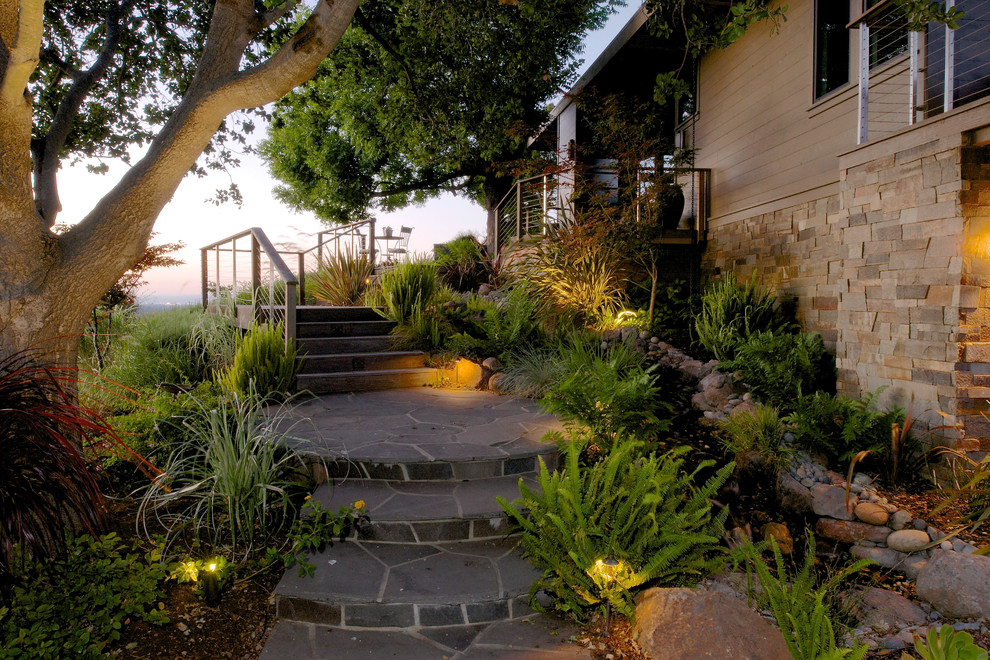 This is an example of a modern partial sun stone landscaping in San Francisco.