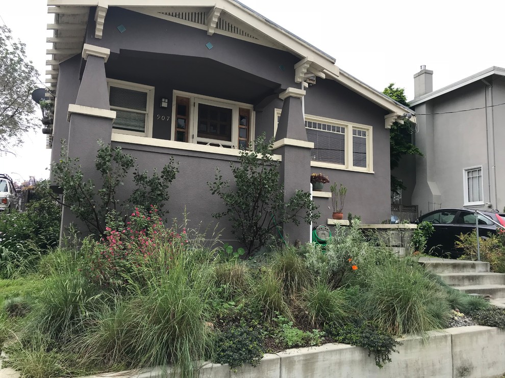 Kleiner Rustikaler Garten mit direkter Sonneneinstrahlung und Natursteinplatten in San Francisco
