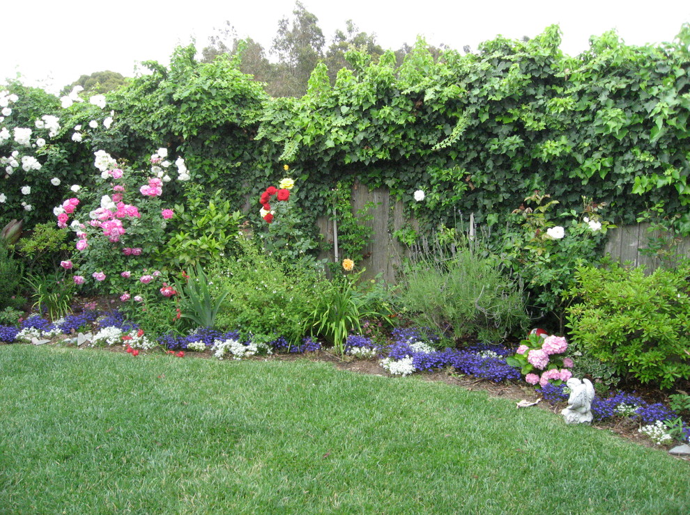 Пример оригинального дизайна: маленький солнечный участок и сад на заднем дворе в стиле кантри с хорошей освещенностью для на участке и в саду