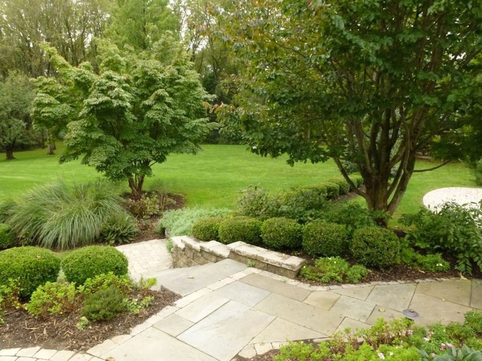 Ispirazione per un giardino classico dietro casa con un ingresso o sentiero