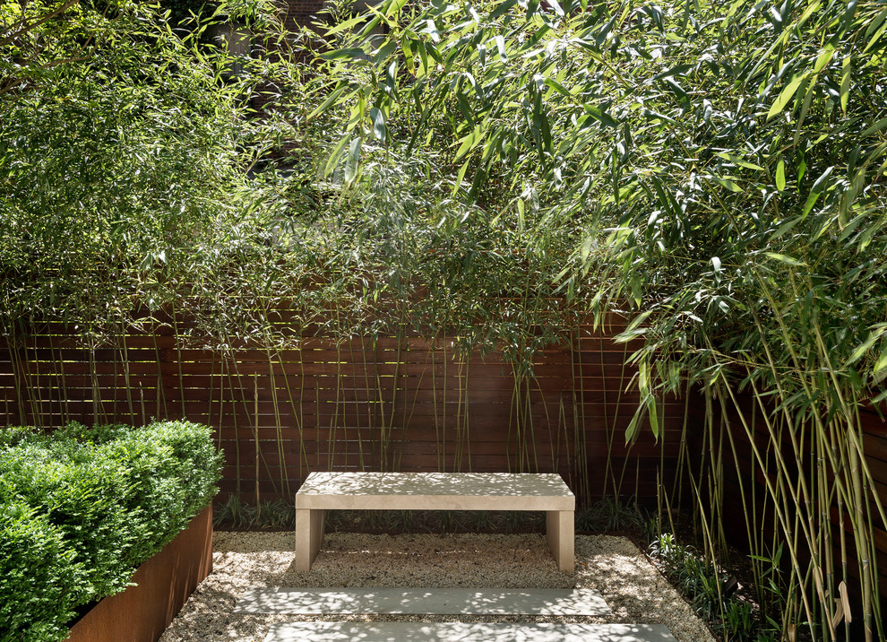 Idee per un piccolo giardino minimalista esposto a mezz'ombra dietro casa con un ingresso o sentiero e pavimentazioni in pietra naturale