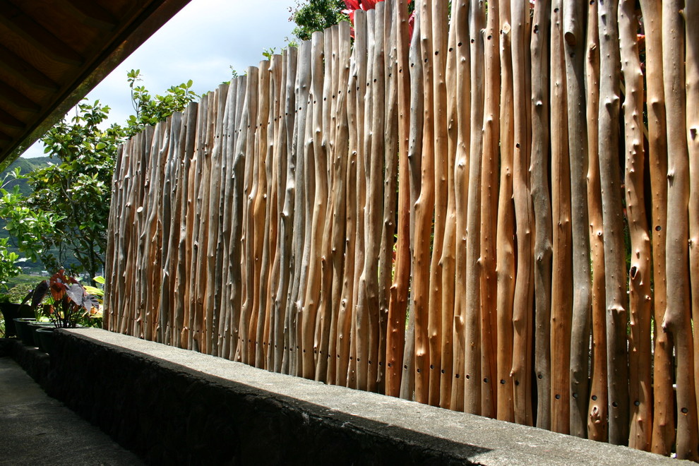 Manoa Pavilion with Ohia Fence Tropical Landscape Hawaii by