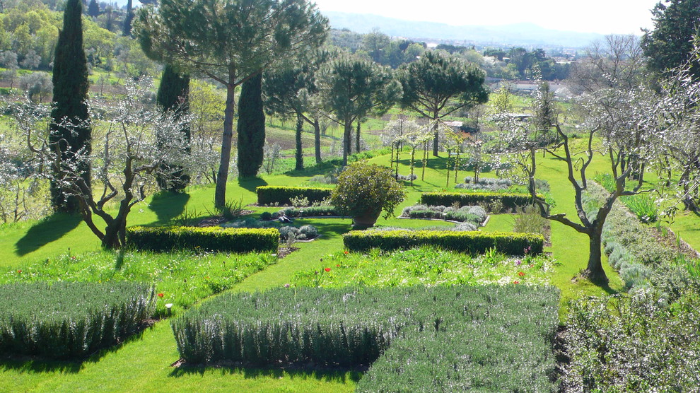Geräumiger Mediterraner Garten hinter dem Haus in Florenz