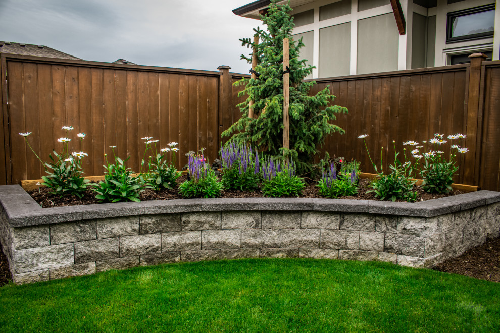 Mittelgroßer Klassischer Garten hinter dem Haus mit Hochbeet und Mulch in Vancouver