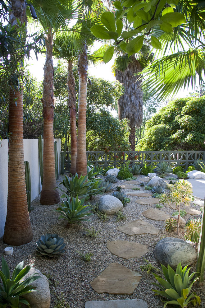 Idee per un giardino xeriscape minimalista di medie dimensioni e dietro casa con pedane