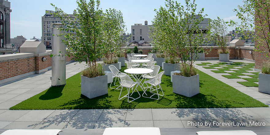 Idéer för en modern takterrass, med en trädgårdsgång