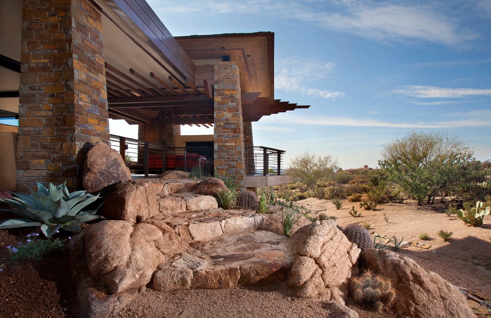 This is an example of a southwestern drought-tolerant landscaping in Phoenix.