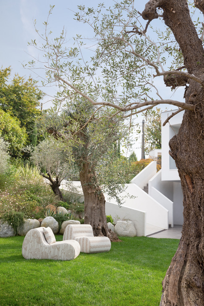 Photo of a contemporary back garden in New York.