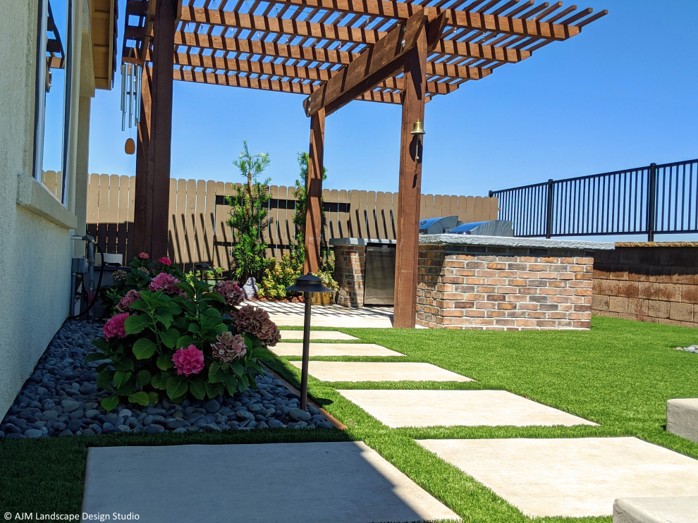 Idee per un giardino minimalista esposto in pieno sole dietro casa con un ingresso o sentiero