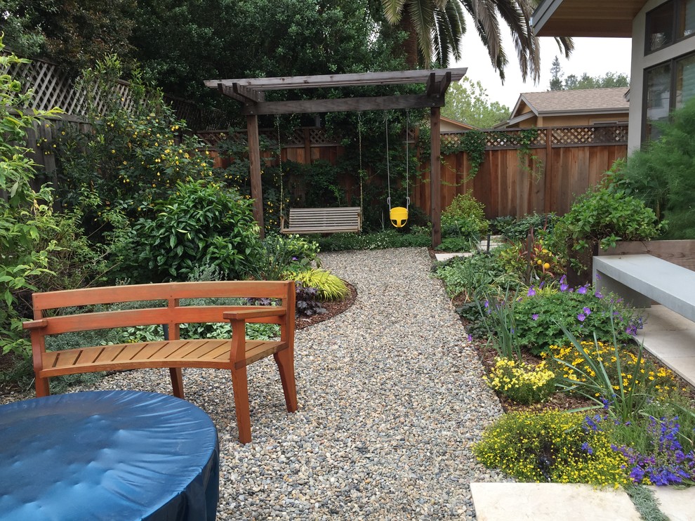 Ispirazione per un orto in giardino moderno esposto in pieno sole dietro casa con ghiaia