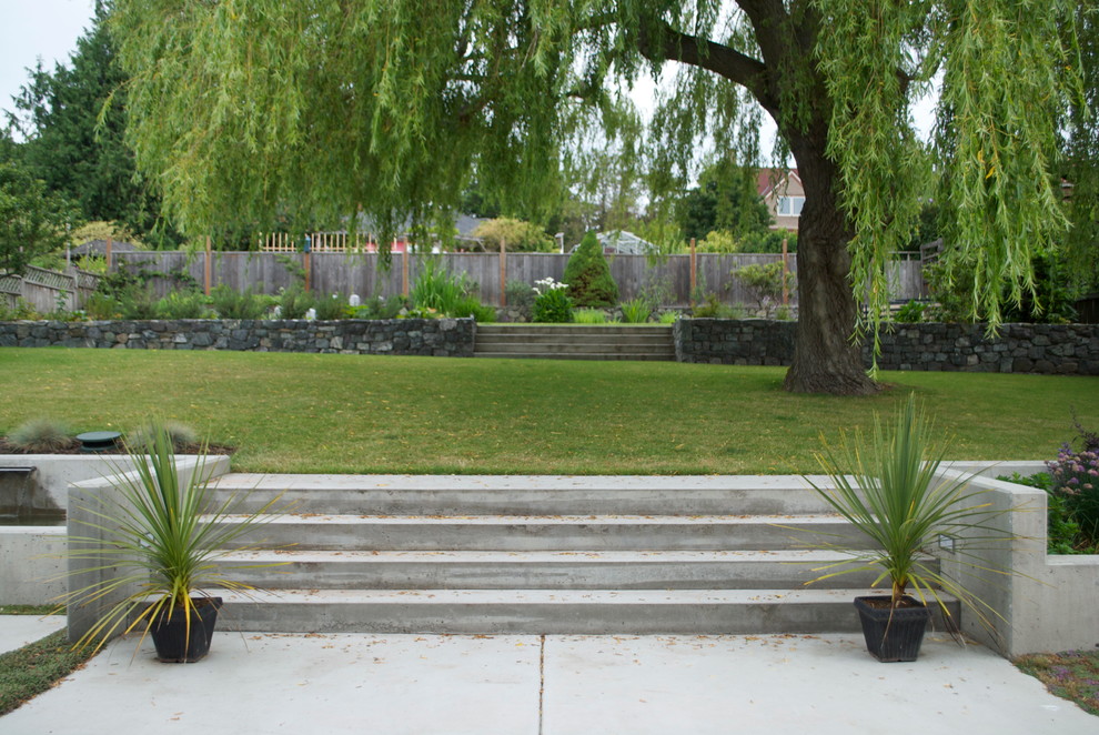 Immagine di un giardino minimal dietro casa con scale