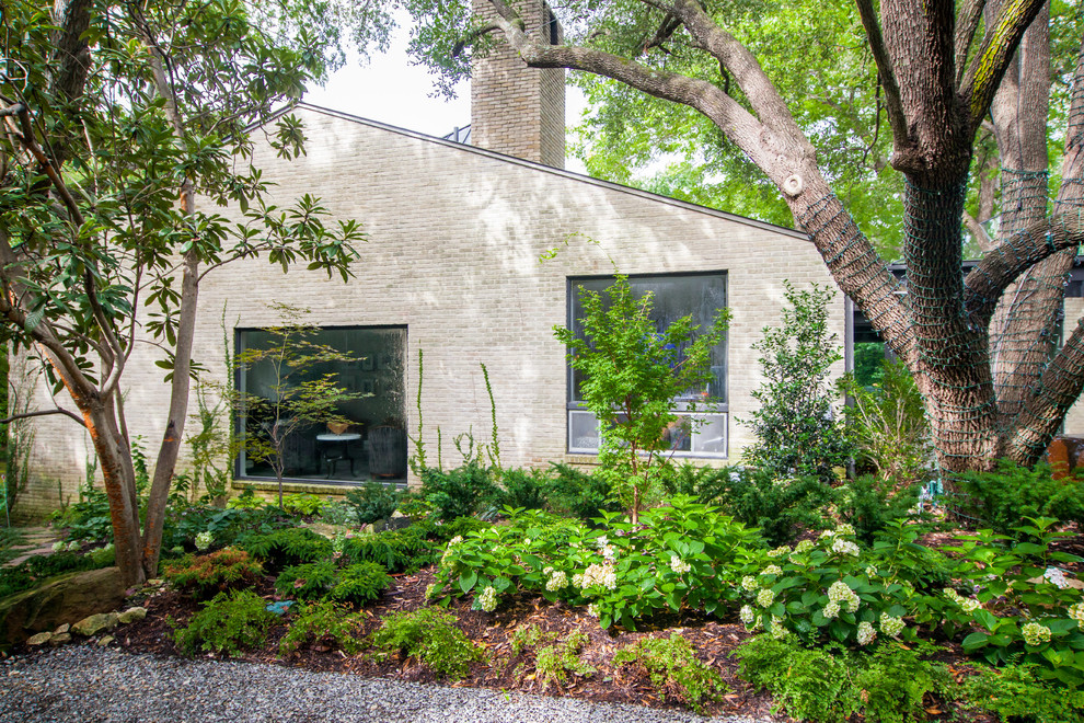 Inspiration for a large contemporary shade front yard gravel landscaping in Dallas.