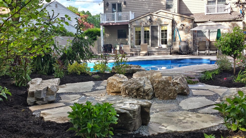 Moss rock Fire Pit Long island Traditional Landscape New York by Design and Build