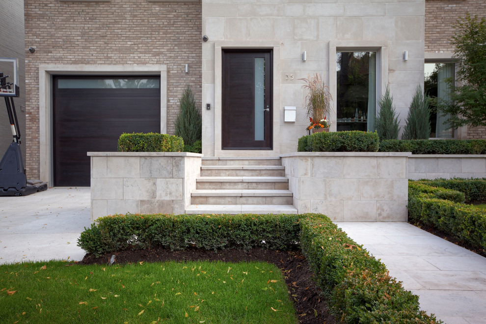 Geometrischer, Mittelgroßer, Halbschattiger Moderner Garten mit Natursteinplatten in Toronto