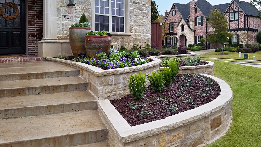 Multi Tiered Stone Flower Bed Modern Landscape Dallas by Bella