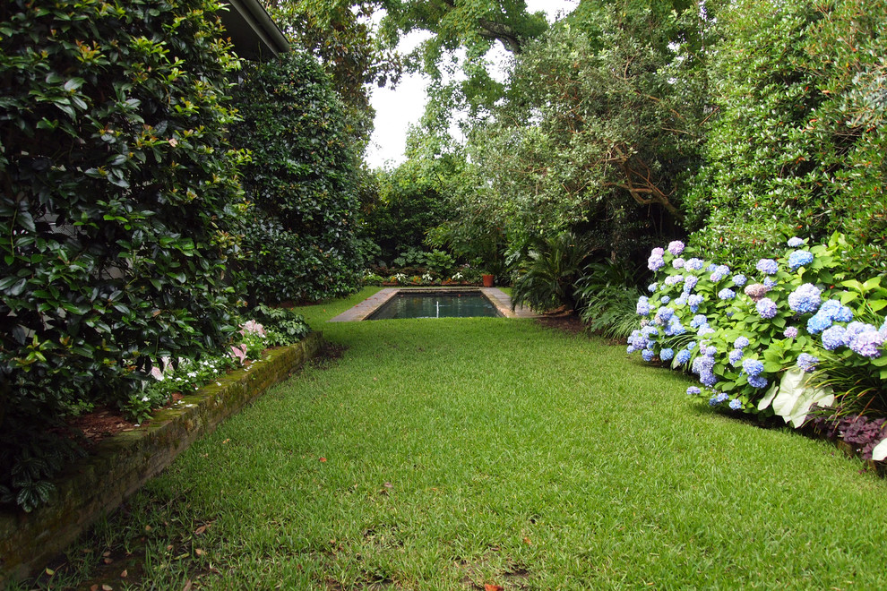 Klassischer Garten mit Sichtschutz in New Orleans