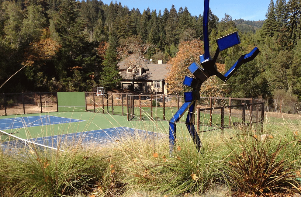 Design ideas for a large farmhouse partial sun backyard outdoor sport court in San Francisco.