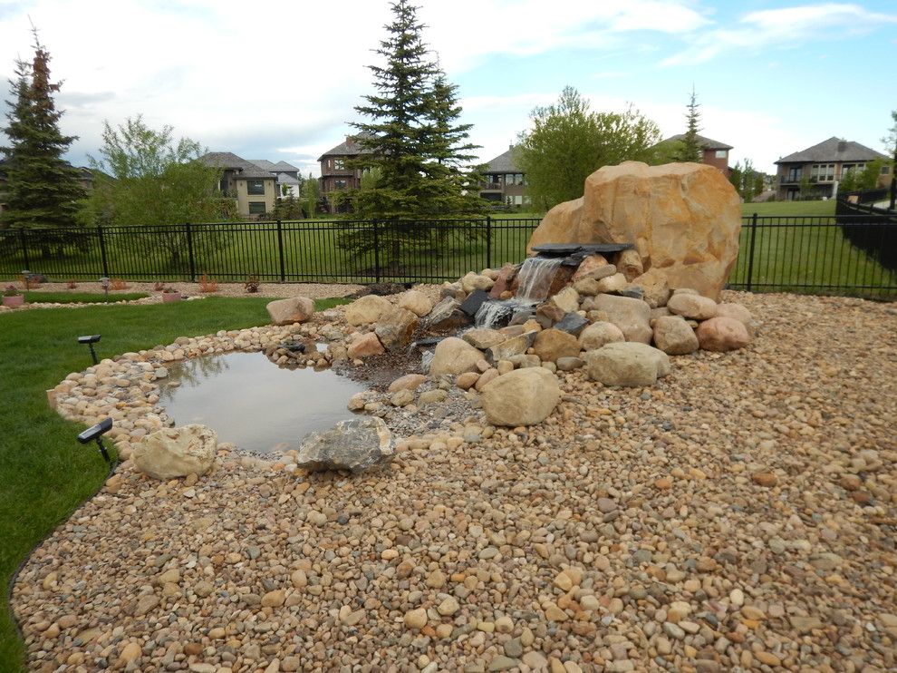 Natural Stone Falls Traditional Landscape Edmonton by Ground