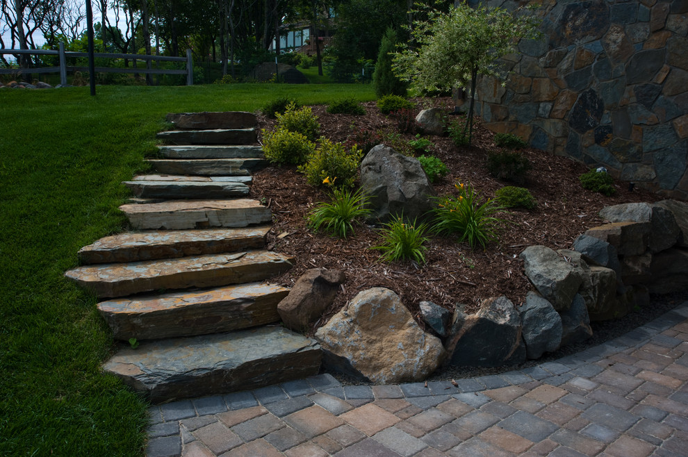 Natural Stone Stairs Traditional Landscape Minneapolis by