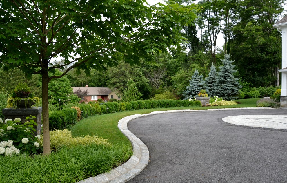 Immagine di un grande giardino minimal esposto a mezz'ombra nel cortile laterale in estate con un ingresso o sentiero e pavimentazioni in cemento