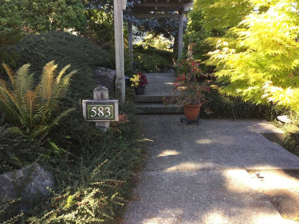 Geometrischer, Kleiner Asiatischer Garten neben dem Haus in Seattle