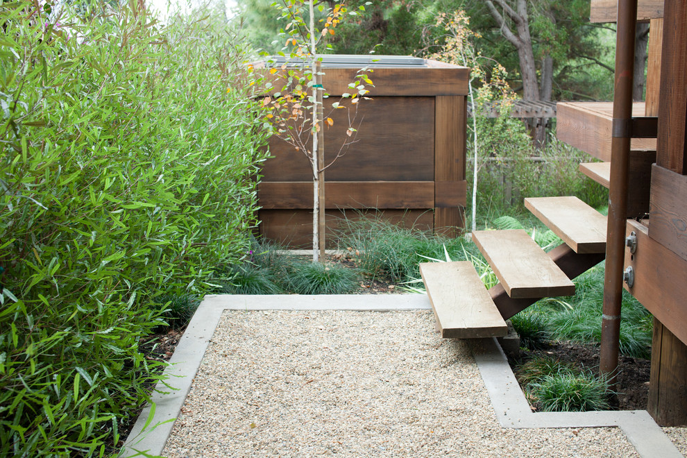 Свежая идея для дизайна: участок и сад в стиле лофт с покрытием из гравия - отличное фото интерьера