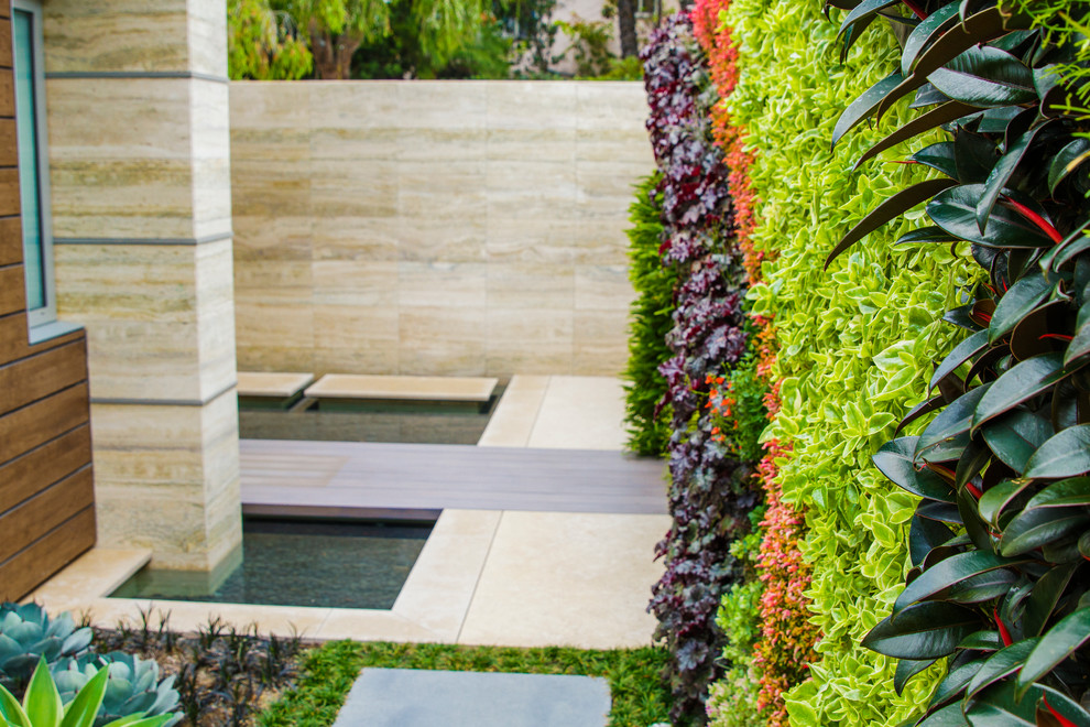 Inspiration for a medium sized modern front formal partial sun garden in Orange County with a living wall and concrete paving.