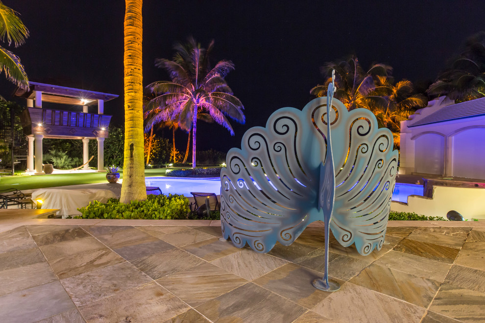 Ocean Front Landscape Lighting, FL Estate Tropical Landscape