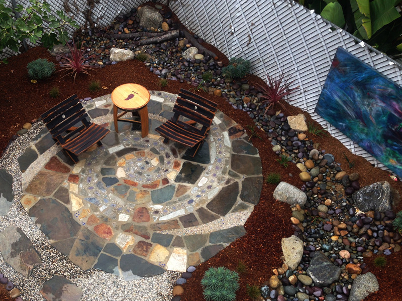Inspiration for an eclectic backyard stone garden path in San Diego.