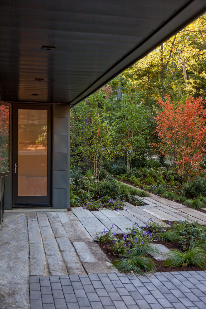 Inspiration for a small contemporary garden in Boston with concrete paving.