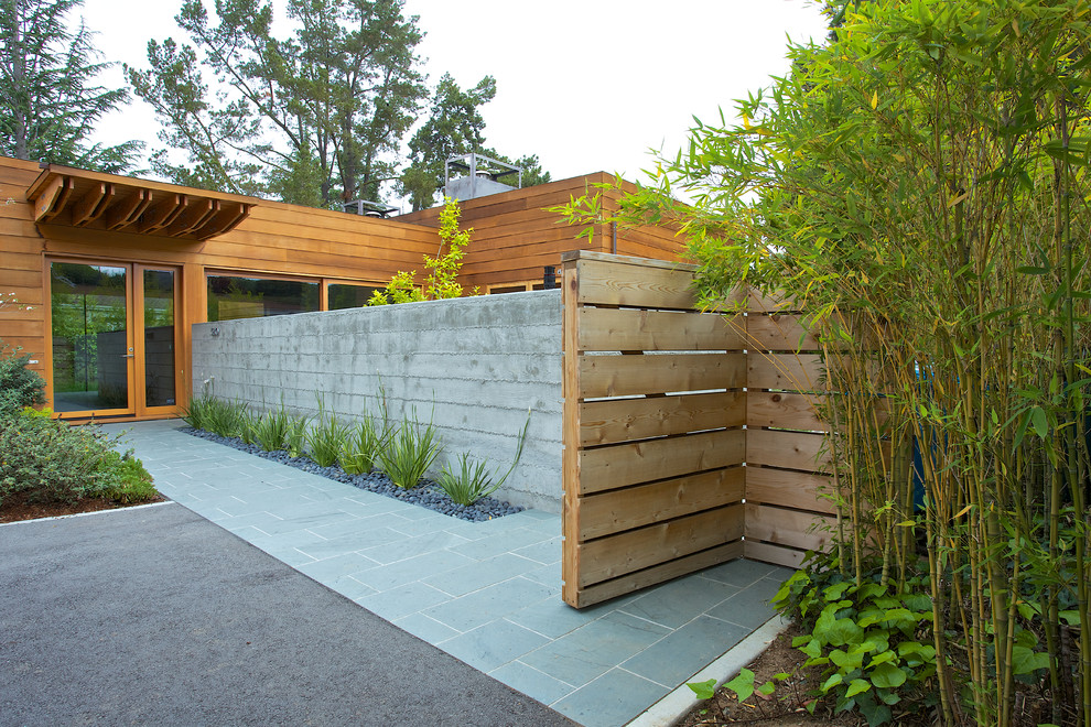 Idee per un grande giardino minimal davanti casa con un ingresso o sentiero e pavimentazioni in pietra naturale