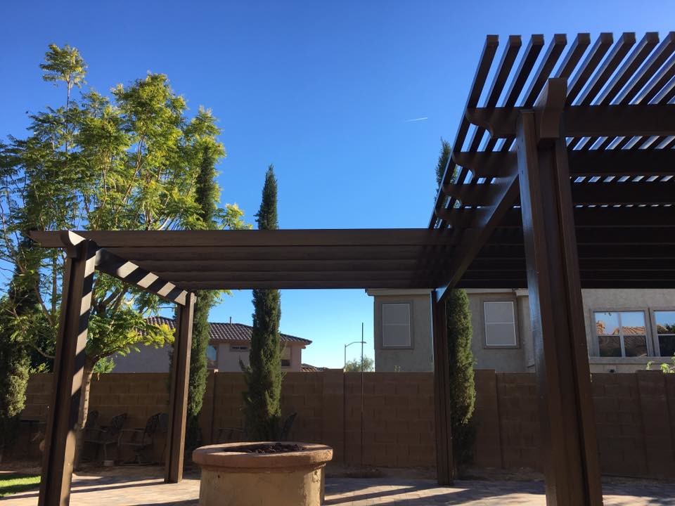 Open Rafter pergola combined with Lattice pergola Rustic Landscape Phoenix by AZ Patio