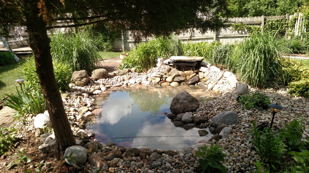 Inspiration for a traditional backyard gravel pond in Other.