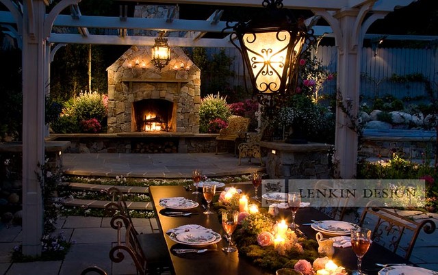 Outdoor Dining Table Lighting American Traditional Garden Los Angeles By Lenkin Design Inc Landscape And Garden Design Houzz