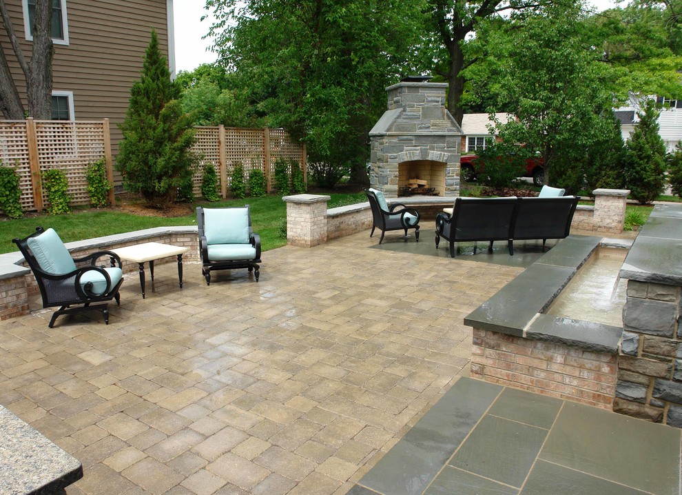 Outdoor Fireplace Living Area Contemporary Patio Chicago by