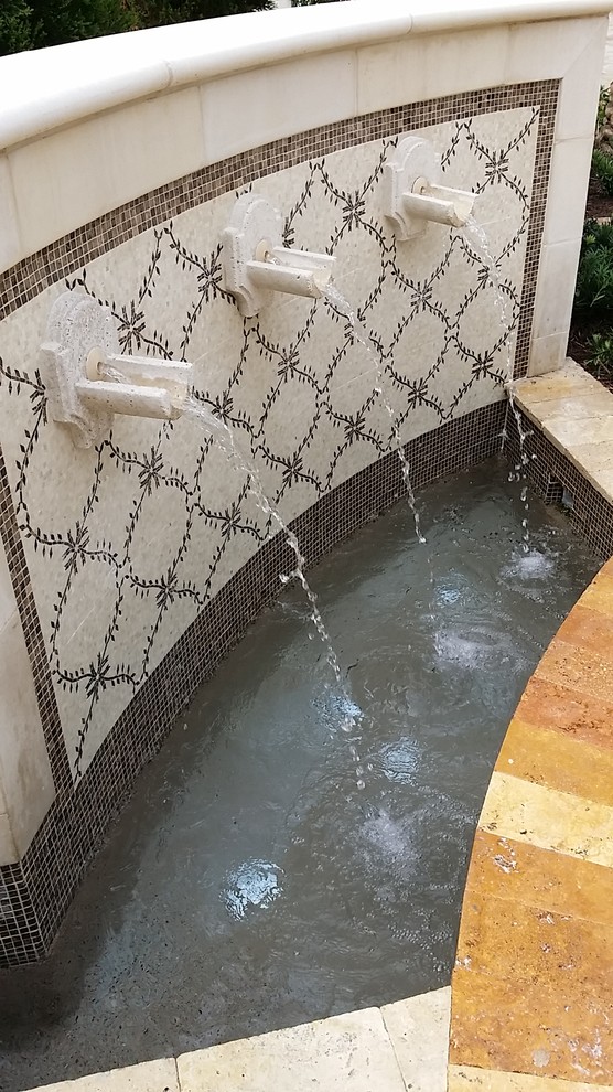 Design ideas for a large traditional partial sun courtyard stone water fountain landscape in Atlanta for spring.