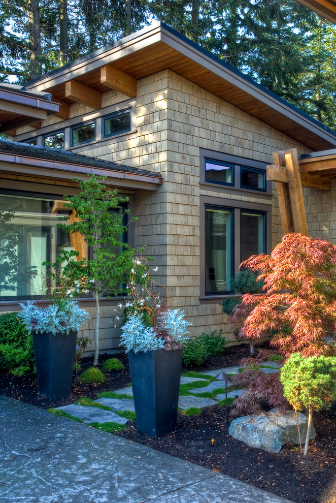 Photo of a contemporary partial sun landscaping in Vancouver.